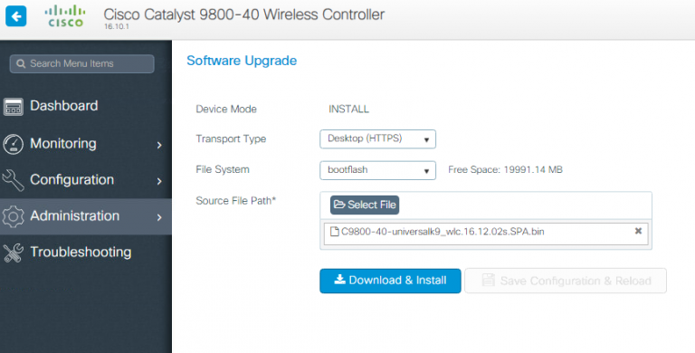 Cisco WLC 9800-40 Software Upgrade – wlange.net